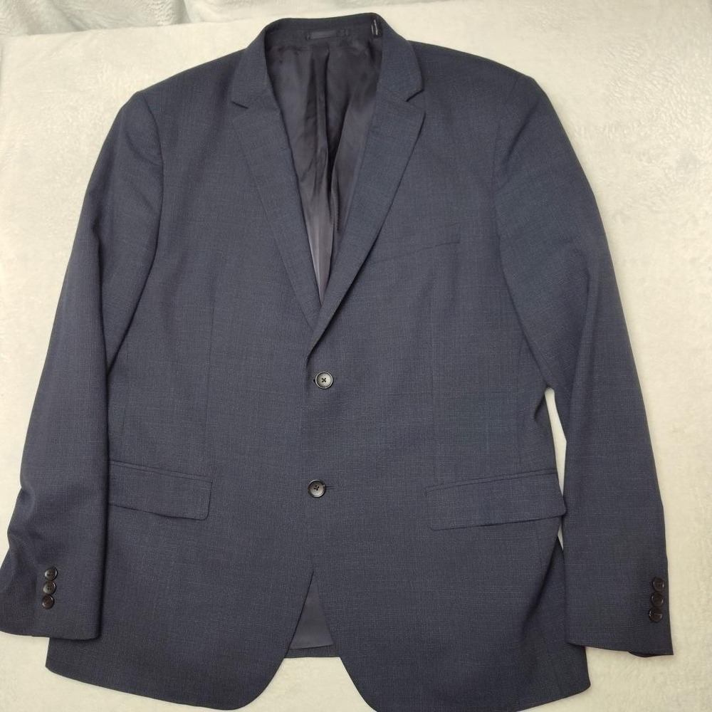 Theory Suit Jacket Mens 44 Blue Check Tweed Rodolf Notch Single-Breasted Coat